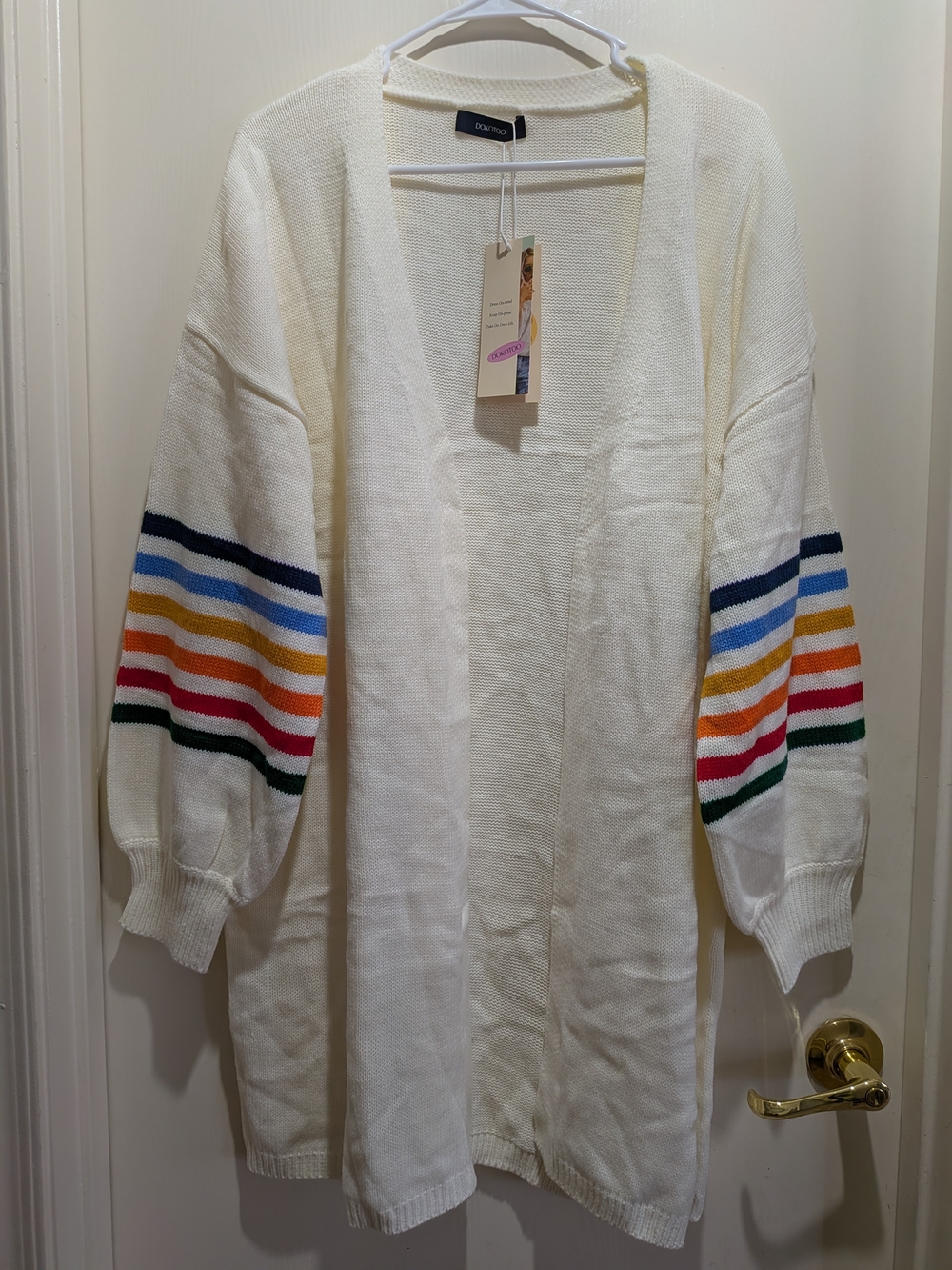 Chunky Knit Colorful Rainbow Cardigan XL